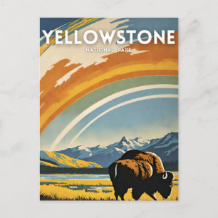 Yellowstone National Park Illustrationsretro Postkarte