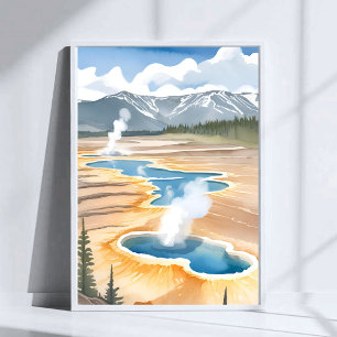 Yellowstone National Park   Landschaft Aquarell Poster