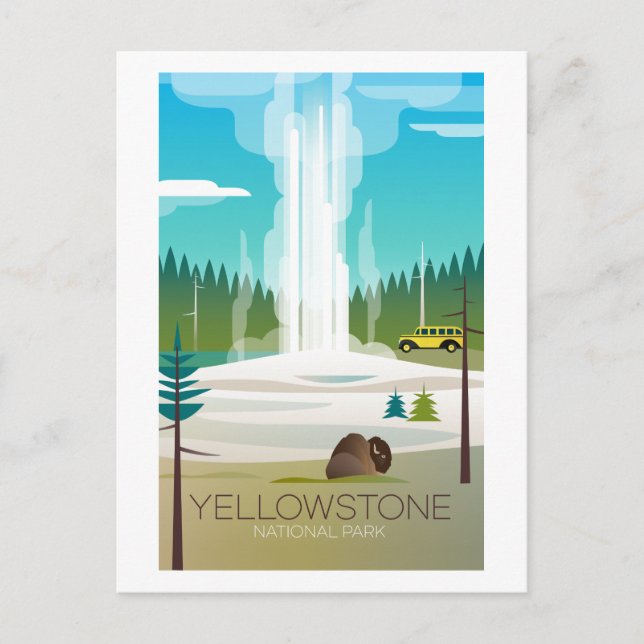 Yellowstone Nationalpark, alte treue Postkarte (Vorderseite)