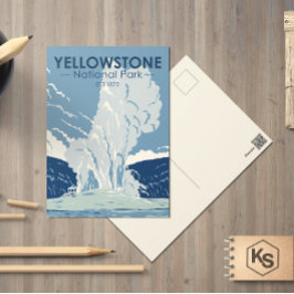 Yellowstone Nationalpark Alte Treue Vintag Postkarte