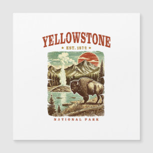 Yellowstone Nationalpark - Berg und Bison Magnetkarte