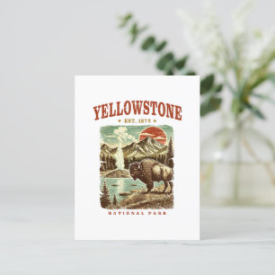 Yellowstone Nationalpark - Berg und Bison Postkarte