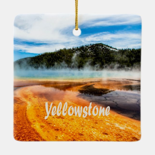 Yellowstone Nationalpark Berge Naturtiere Keramikornament (Rückseite)