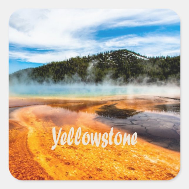 Yellowstone Nationalpark Berge Naturtiere Quadratischer Aufkleber (Vorderseite)