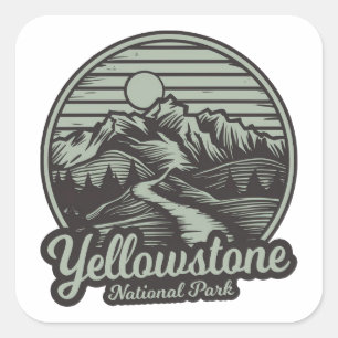 Yellowstone-Nationalpark Bergpfad Quadratischer Aufkleber