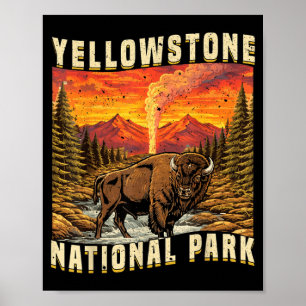 Yellowstone-Nationalpark Bison Büffel Kühe Poster