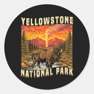 Yellowstone-Nationalpark Bison Büffel Kühe Runder Aufkleber