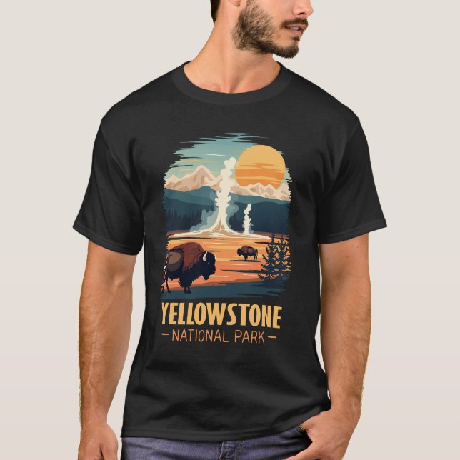 Yellowstone Nationalpark Bison Illustration T-Shirt (Vorderseite)