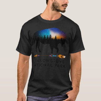 Yellowstone Nationalpark Bison Night Sky Vacation T-Shirt