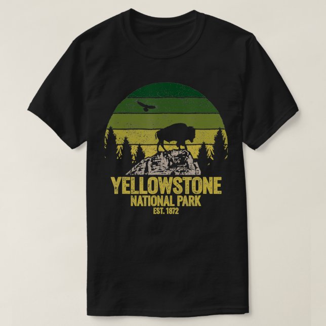 Yellowstone Nationalpark Bison Vintag Buffalo Di T-Shirt (Design vorne)