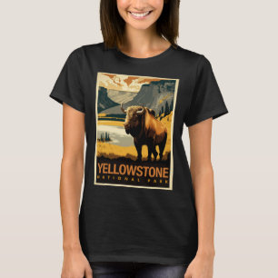 Yellowstone Nationalpark Bison Vintage Poster T-Shirt