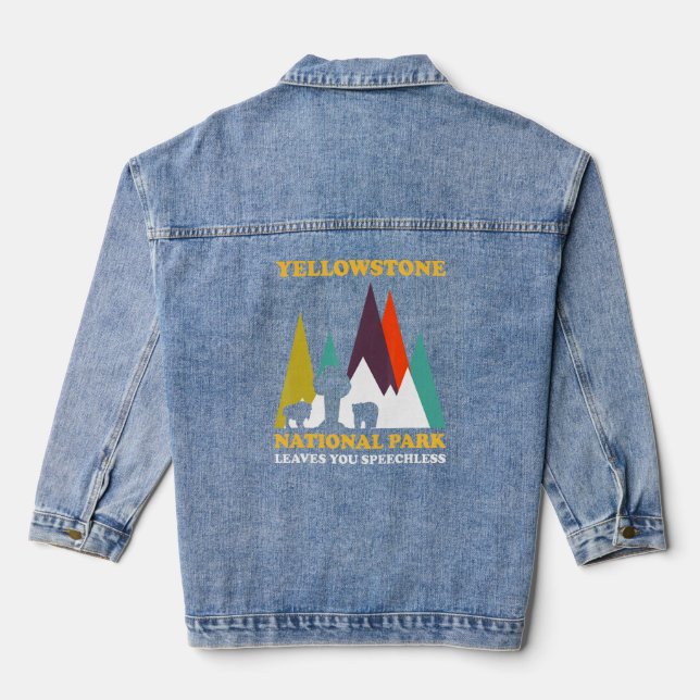 Yellowstone Nationalpark Blätter Nationalpark Yel Jeansjacke (Rückseite)