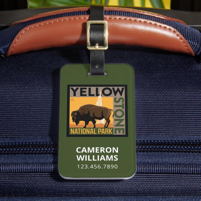 Yellowstone-Nationalpark | Buffalo Gepäckanhänger (Vorderseite Insitu 2)