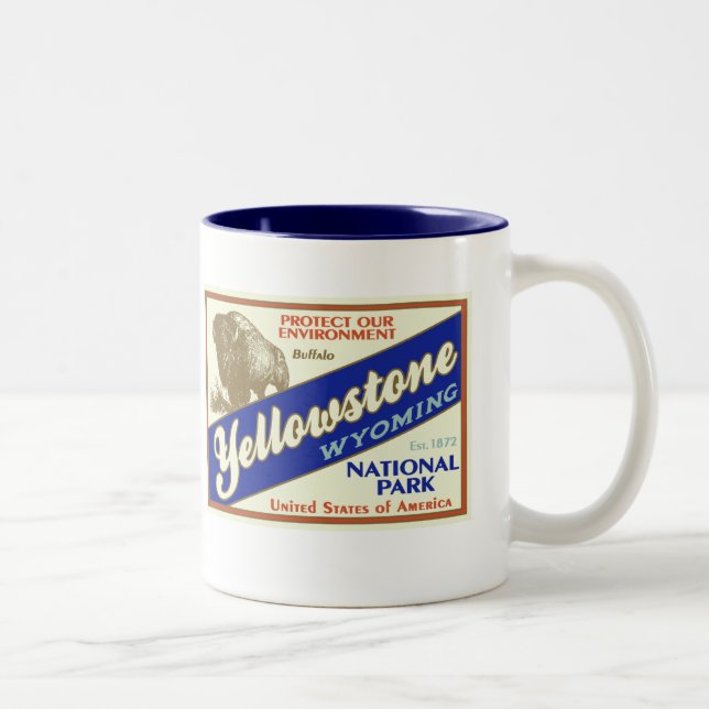 Yellowstone Nationalpark (Büffel) Zweifarbige Tasse (Rechts)
