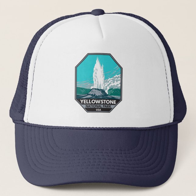 Yellowstone Nationalpark Burg Geyser Vintag Truckerkappe (Vorderseite)