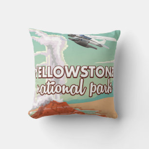 Yellowstone-Nationalpark Cartoon-Reiseposter Kissen