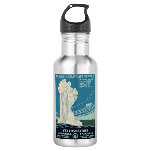 Yellowstone Nationalpark Edelstahlflasche (Vorderseite)