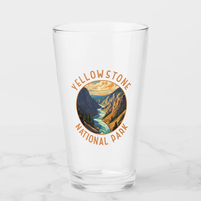 Yellowstone Nationalpark Fluss Distressed Circle Glas (Vorderseite)