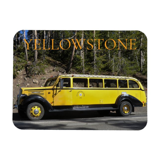 Yellowstone Nationalpark Gelbe Historische Busreis Magnet (Horizontal)