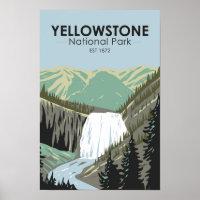 Yellowstone Nationalpark Gibbon Falls Vintag