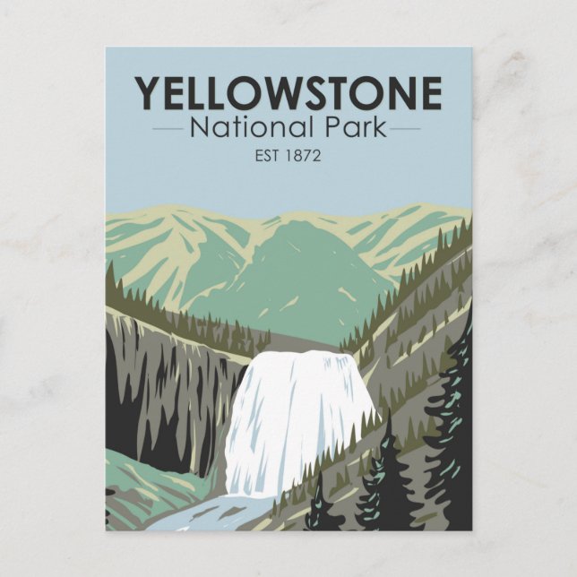 Yellowstone Nationalpark Gibbon Falls Vintag Postkarte (Vorderseite)