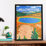 Yellowstone Nationalpark Grand Prisma Spring Poster<br><div class="desc">Yellowstone Wald Vektorgrafik Design. Der Park verfügt über dramatische Schluchten,  alpine Flüsse,  üppige Wälder,  heiße Quellen und wilde Geysire,  einschließlich seiner berühmtesten,  Alten Treue.</div>