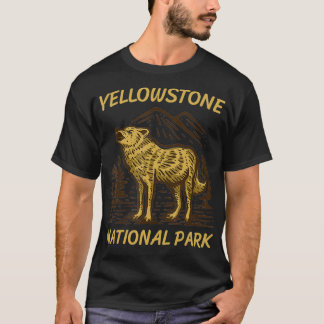 Yellowstone Nationalpark Grau Wolf Vintag T-Shirt