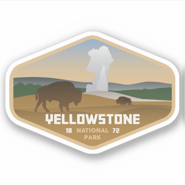 Yellowstone Nationalpark Grosser Vinyl Sticker (Vorderseite)
