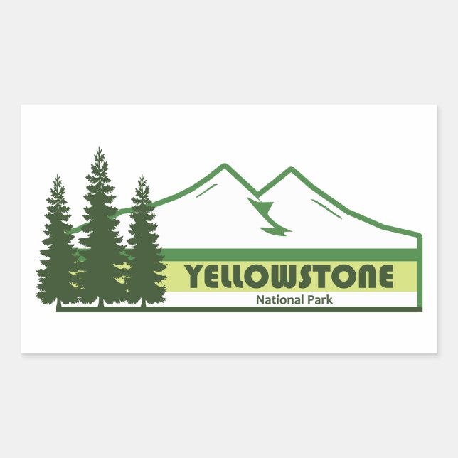 Yellowstone Nationalpark Grüne Streifen Rechteckiger Aufkleber (Vorderseite)