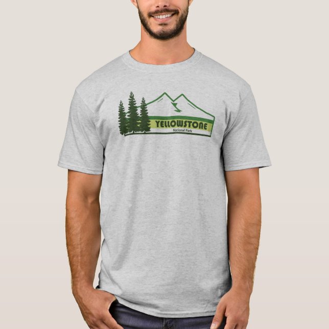 Yellowstone Nationalpark Grüne Streifen T-Shirt (Vorderseite)