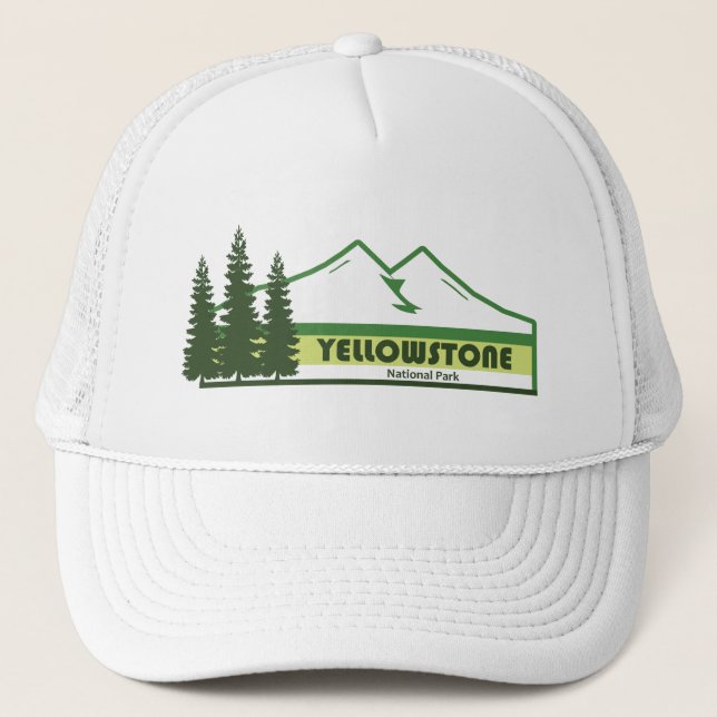 Yellowstone Nationalpark Grüne Streifen Truckerkappe (Vorderseite)