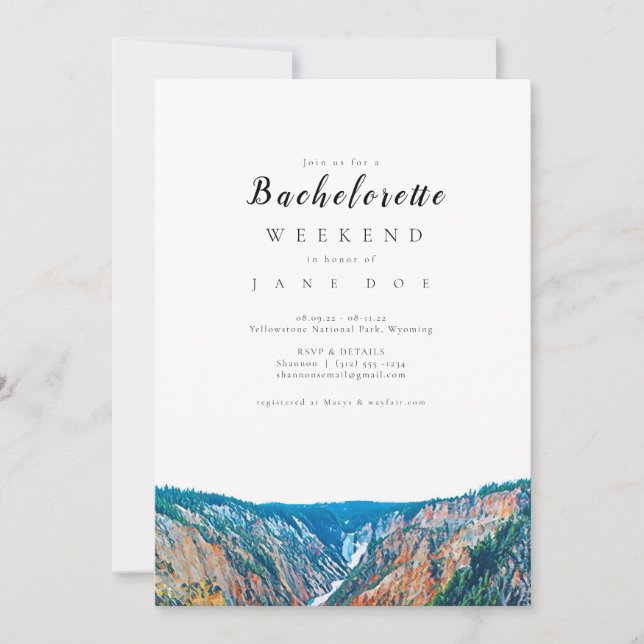 Yellowstone Nationalpark Junggeselinnen-Abschied Einladung (Vorderseite)