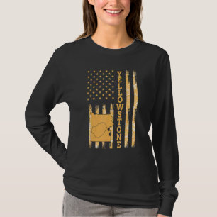 Yellowstone Nationalpark Karte Amerika Flagge T-Shirt