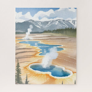 Yellowstone Nationalpark   Landschaft Aquarell