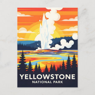 Yellowstone Nationalpark – Lebendiger Geysir Postkarte