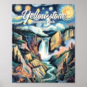 Yellowstone-Nationalpark Lower Falls Vibrant Poster