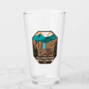 Yellowstone Nationalpark Minimal Bison Retro Glas