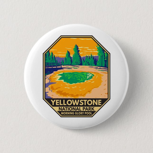Yellowstone Nationalpark Morgenröte Button (Vorderseite)