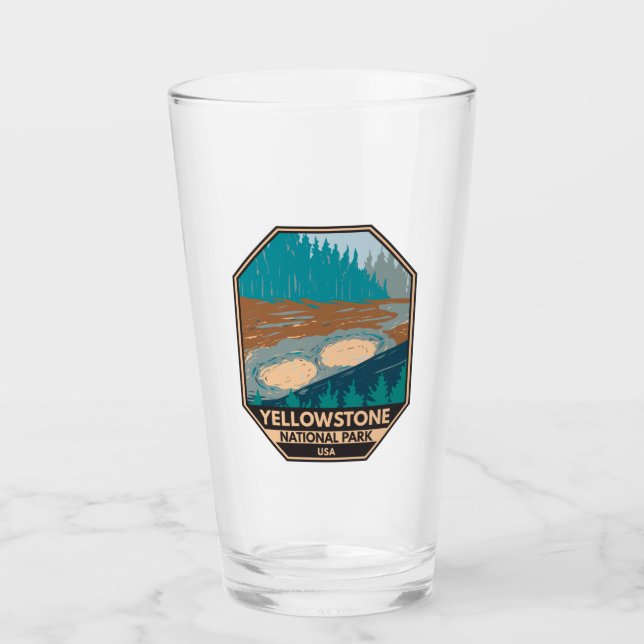Yellowstone Nationalpark Mud Vulkan Vintag Glas (Vorderseite)