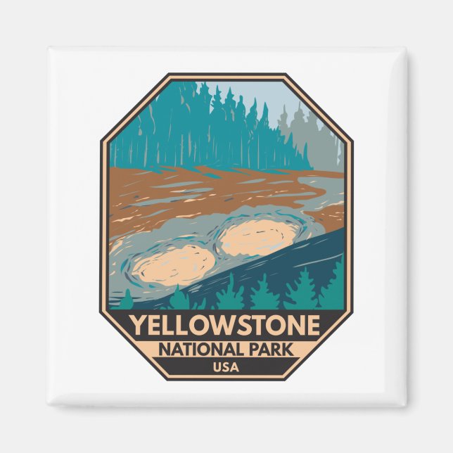 Yellowstone Nationalpark Mud Vulkan Vintag Magnet (Vorne)
