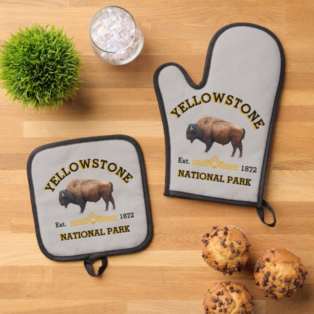 Yellowstone-Nationalpark Ofenhandschuh & Topflappen-Set (Oben Unten)