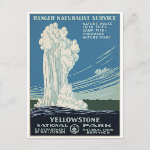 Yellowstone-Nationalpark Old Faithful 1938 Postkarte