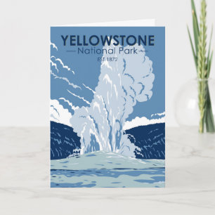Yellowstone Nationalpark Old Faithful Vintage Karte
