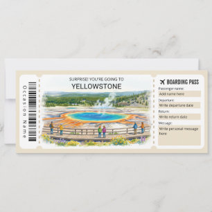 Yellowstone Nationalpark-Reise-Boardingpass Einladung