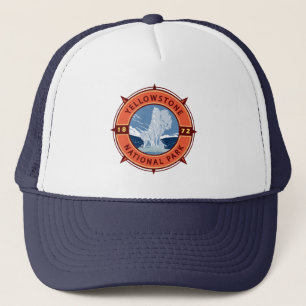 Yellowstone Nationalpark Retro Kompass Emblem Truckerkappe