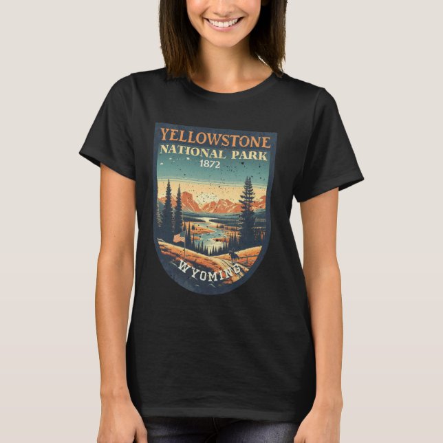 Yellowstone Nationalpark Retro Notfall Abzeichen P T-Shirt (Vorderseite)