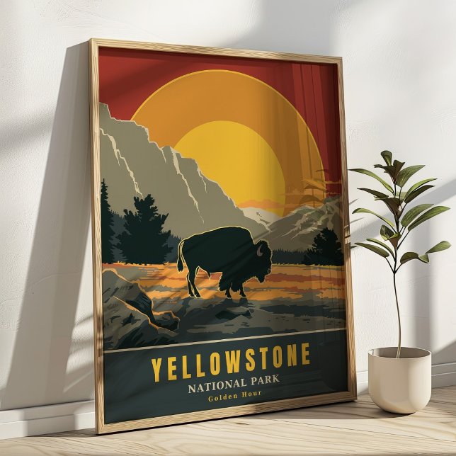 Yellowstone Nationalpark Retro Travel Poster (Von Creator hochgeladen)