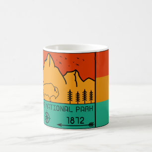 Yellowstone Nationalpark Retro Wyoming USA Bison Kaffeetasse