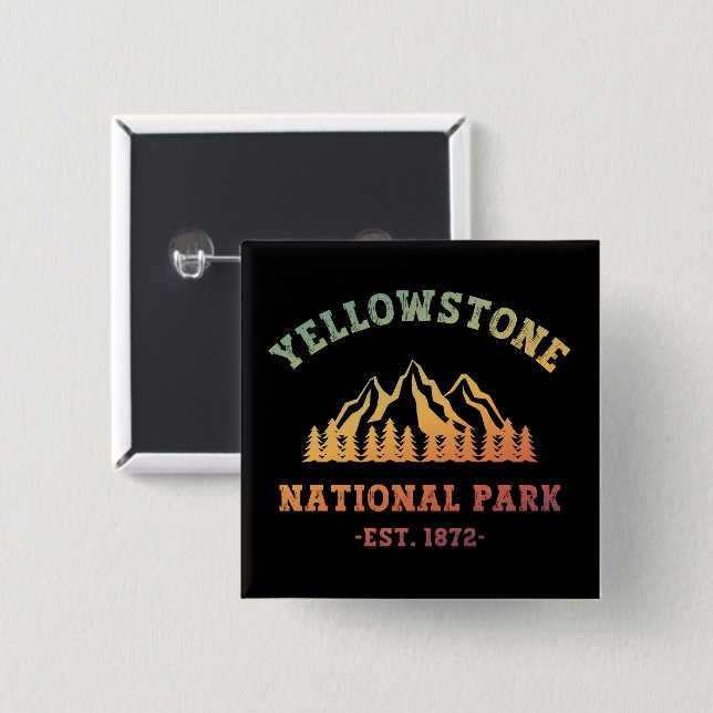 Yellowstone Nationalpark Rodelbahn Camping Button (Vorne & Hinten)