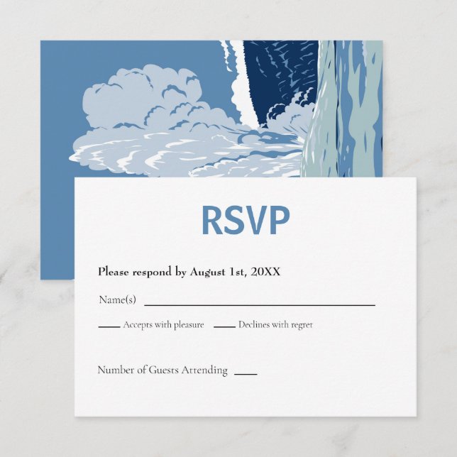 Yellowstone Nationalpark RSVP Card Retro Karte (Vorne/Hinten)
